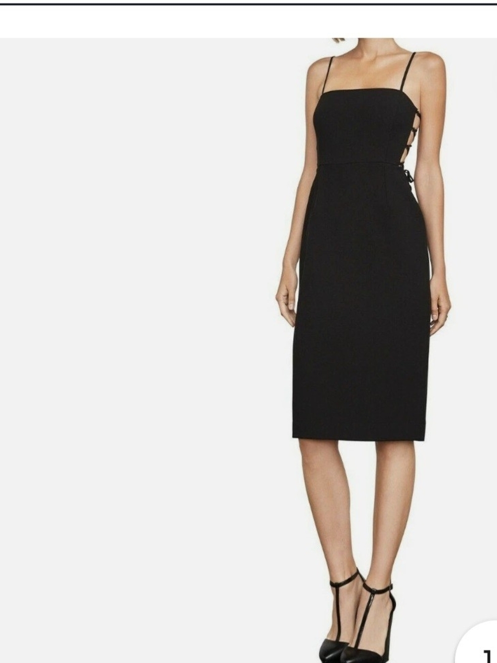 BCBGMAXAZRIA Lace-Up Back Midi Dress in Black Size 8 NWT